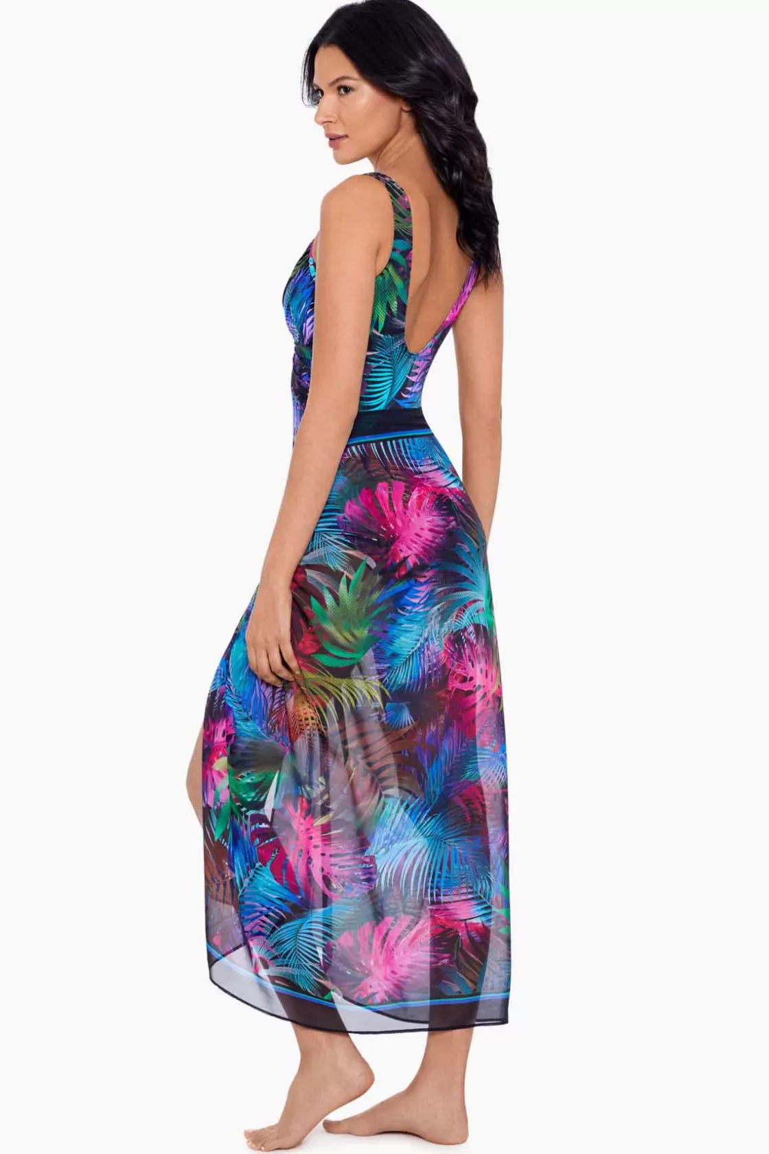 Miraclesuit Pixel Palmas Scarf Pareo Swim Cover Up-Femme Cover Ups