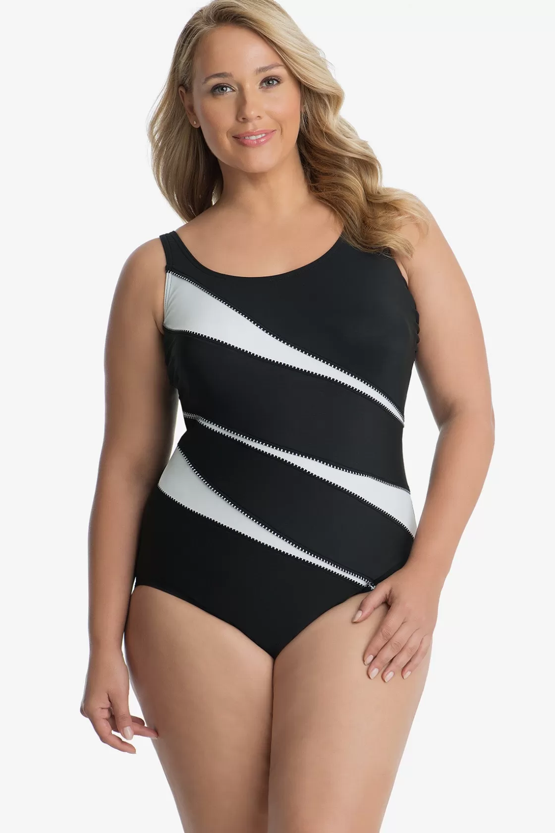 Miraclesuit Plus Size Colorblock Helix One Piece Swimsuit-Femme One Piece | Plus